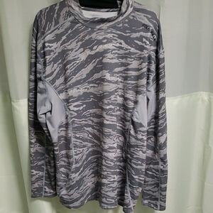Men's Gray/Black/White, Russell Compression,  Base Layer, Long Sleeve Shirt
